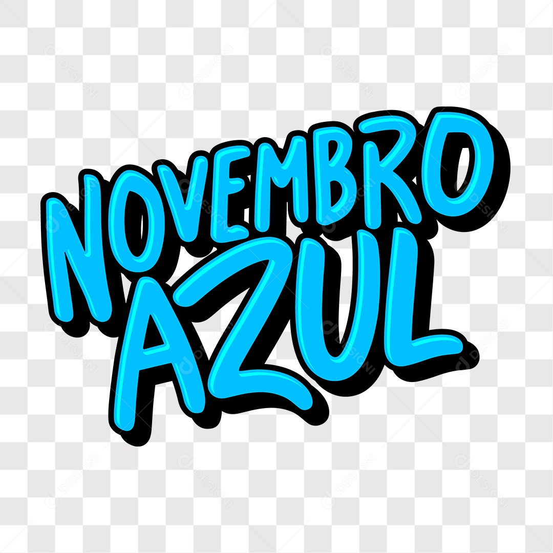 Lettering Novembro Azul Texto Azul e Preto EPS + PNG