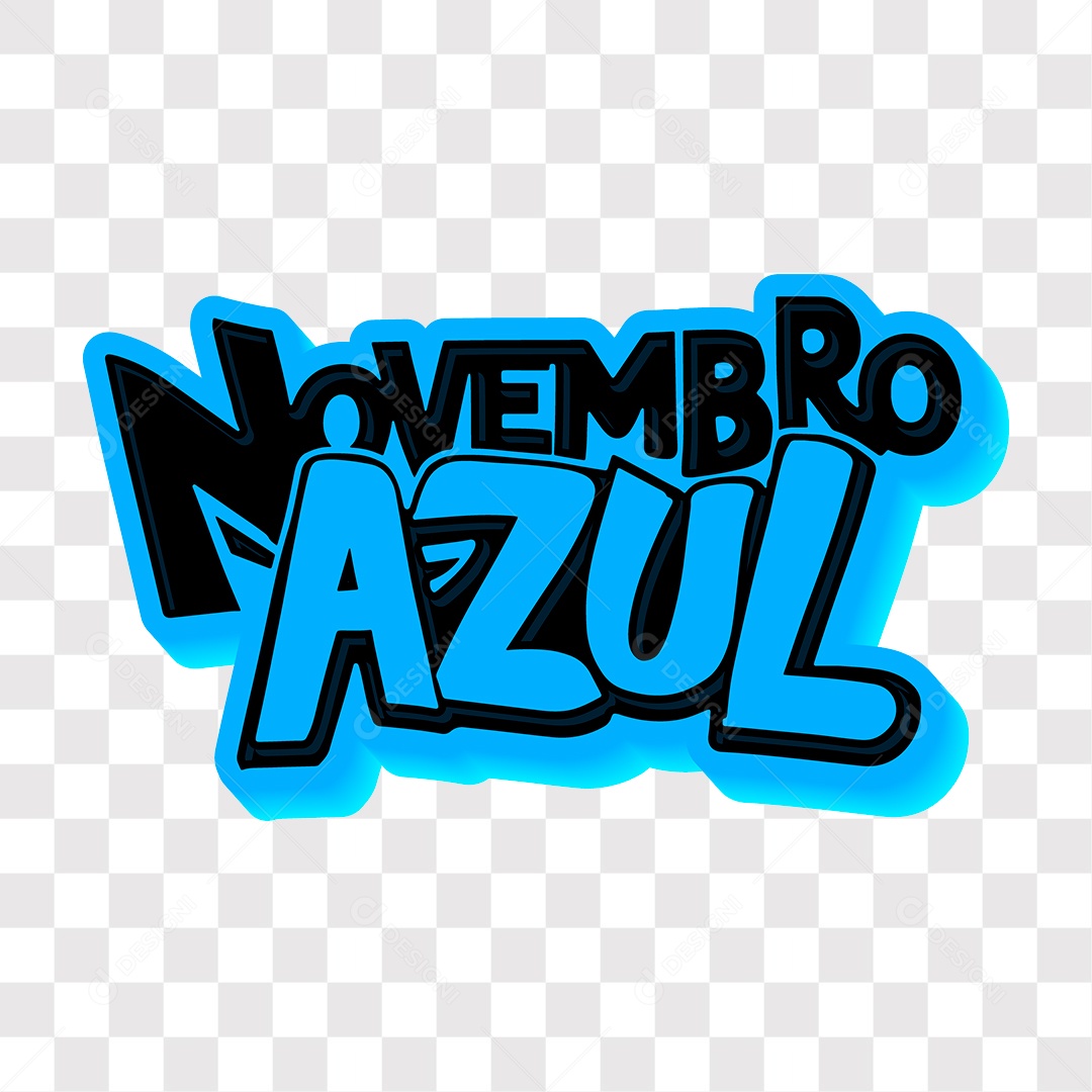 Lettering Novembro Azul Texto Azul e Preto EPS + PNG