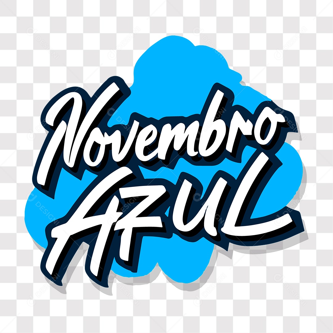 Lettering Novembro Azul Texto Branco e Azul EPS + PNG