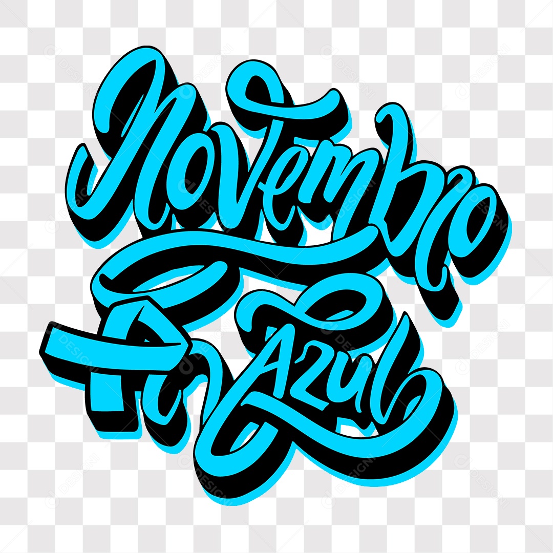 Lettering Novembro Azul Texto Azul e Preto EPS + PNG