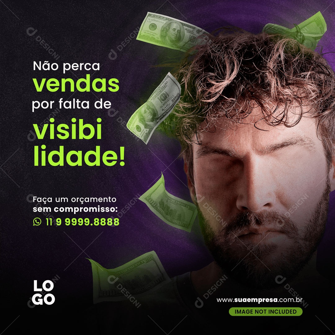 Social Media Falta De Visibilidade Marketing PSD Editável