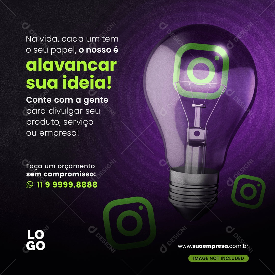 Social Media Alavancar Sua Ideia Marketing PSD Editável