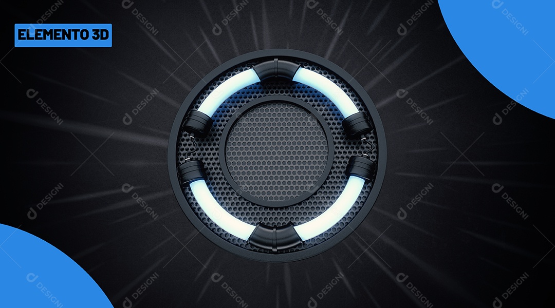 Base de Metal Elemento 3D de Black Friday Azul e Preto para Composição PSD