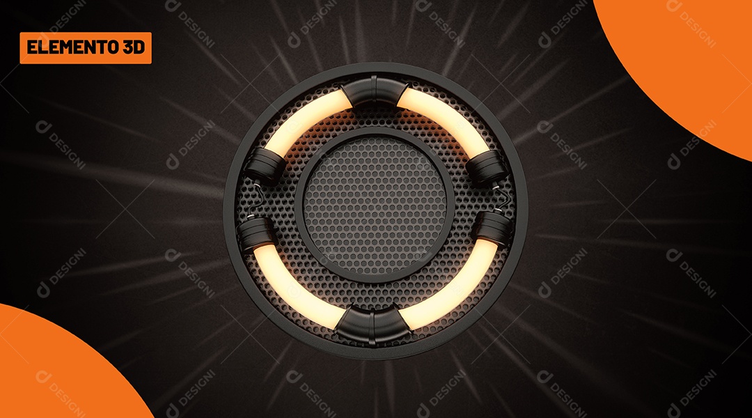 Base de Metal Elemento 3D de Black Friday Laranja e Preto para Composição PSD