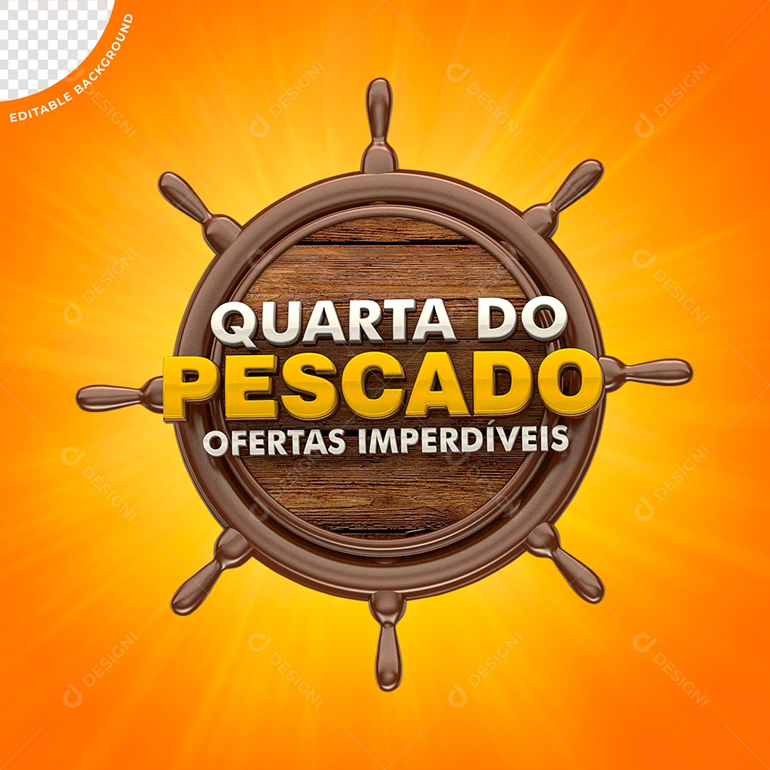 Quarta Do Pescado Ofertas Imperdíveis Selo 3D Branco e Amarelo para Composição PSD