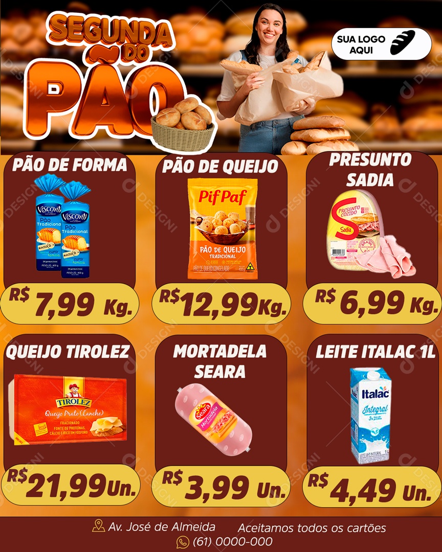 Segunda do Pão de Forma Queijo Presunto Sádia Mortadela Seara Social Mífdia PSD Editável