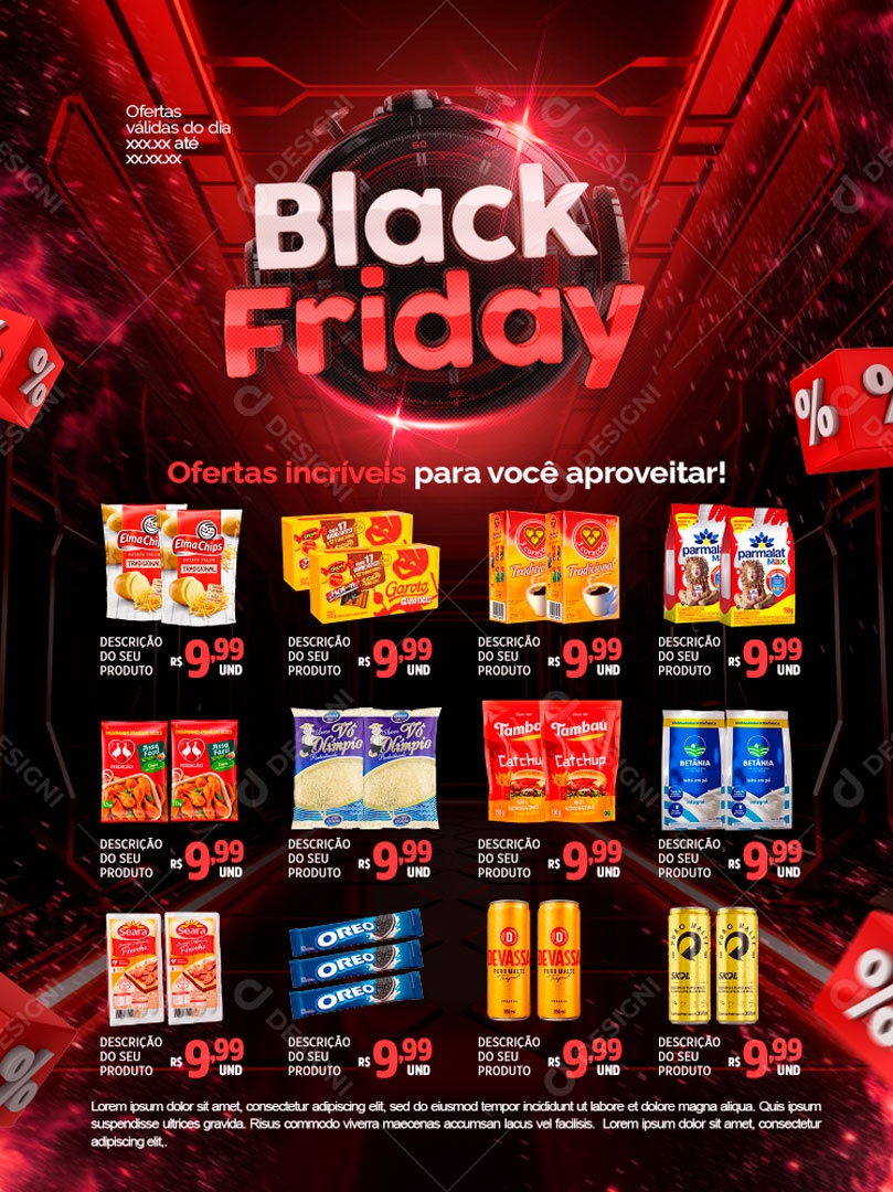 Social Media Encarte Black Friday Supermercado PSD Editável