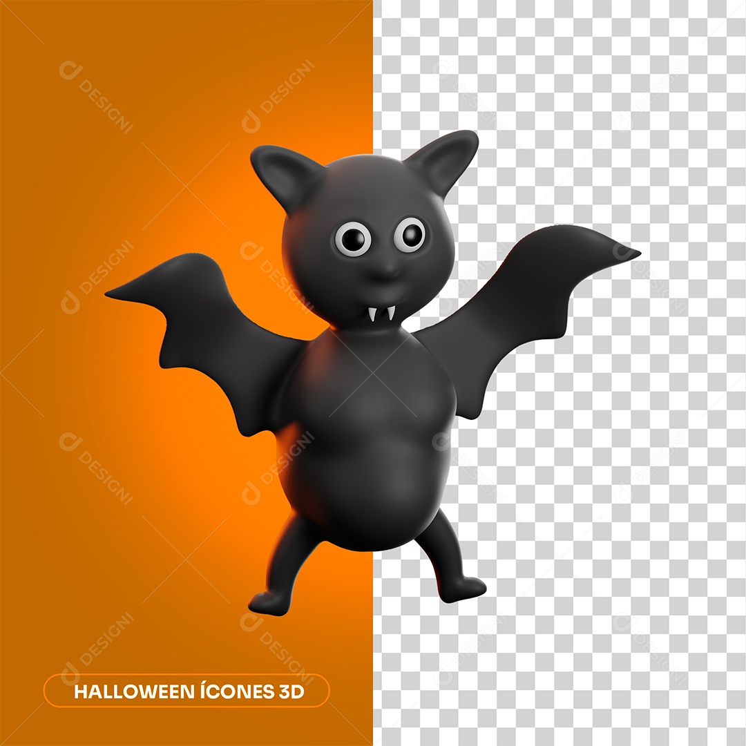 Morcego de Halloween Elemento 3D para Composição PNG Transparente