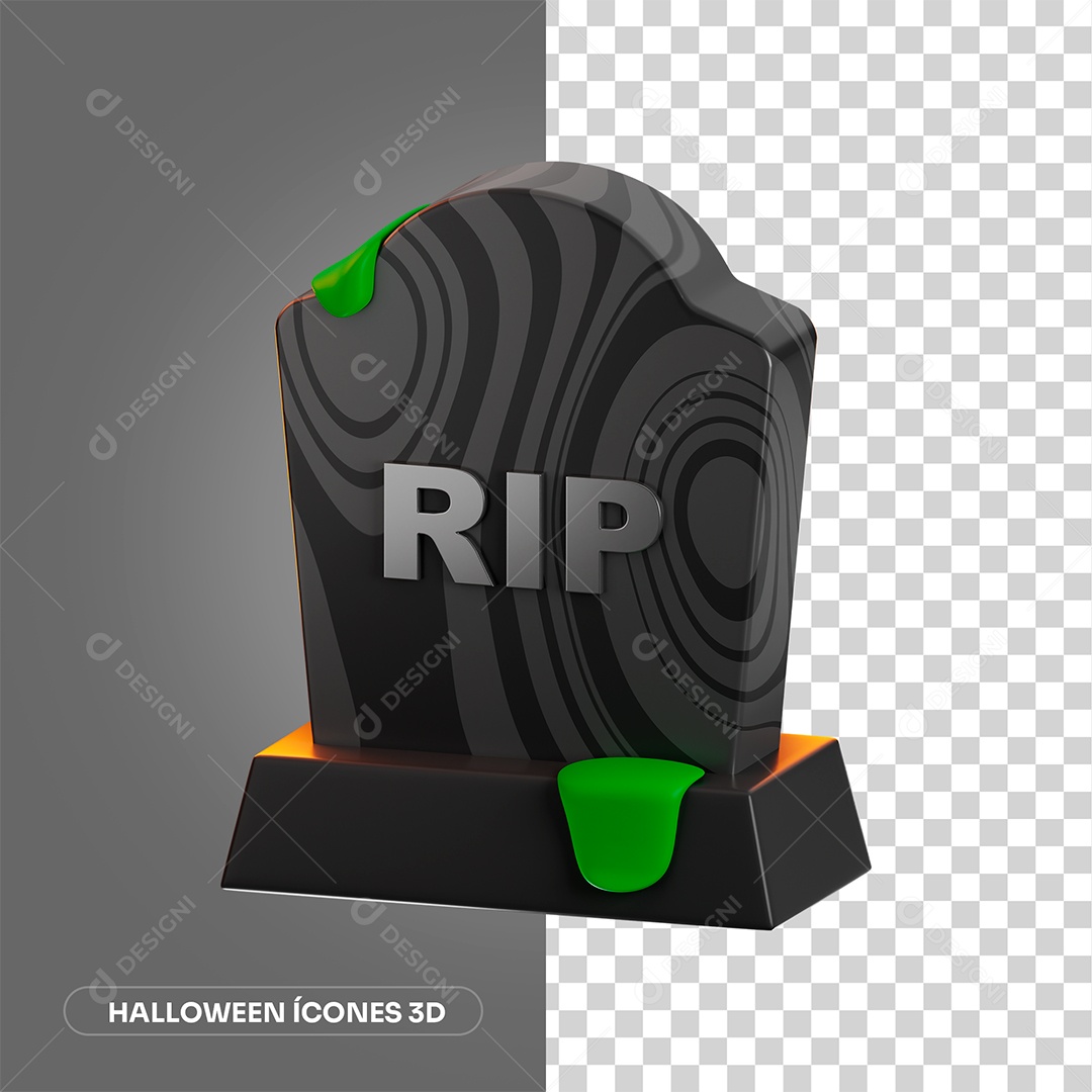 Lapide de Halloween Elemento 3D para Composição PNG Transparente