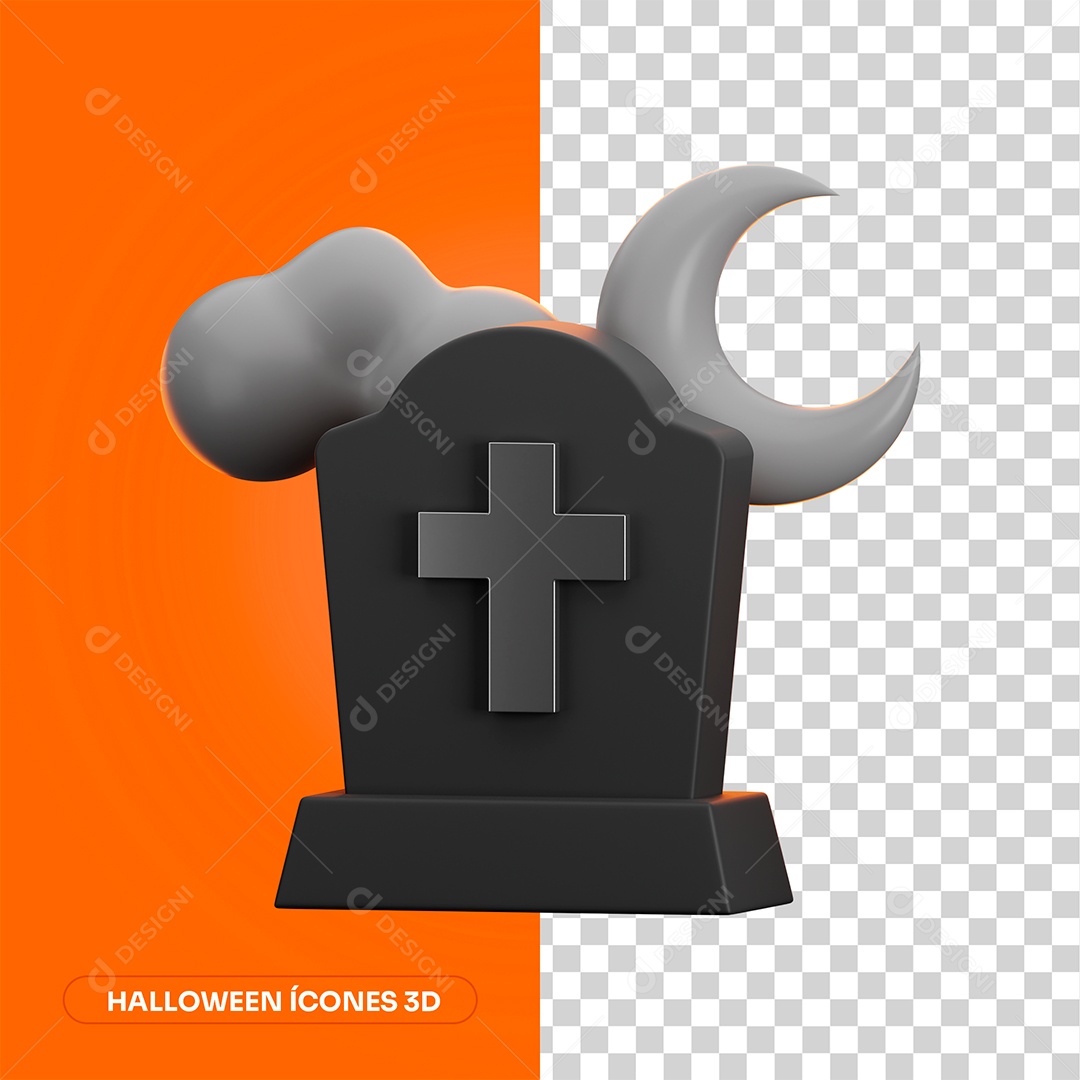 Lapide de Halloween Elemento 3D para Composição PNG Transparente