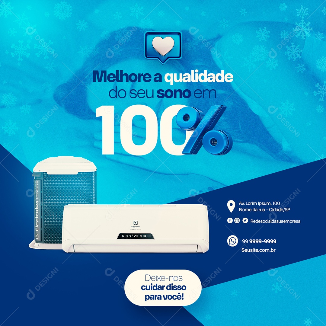 Ar Condicionado Melhore a Qualidade do seu Sono em 100% Social Media PSD Editável