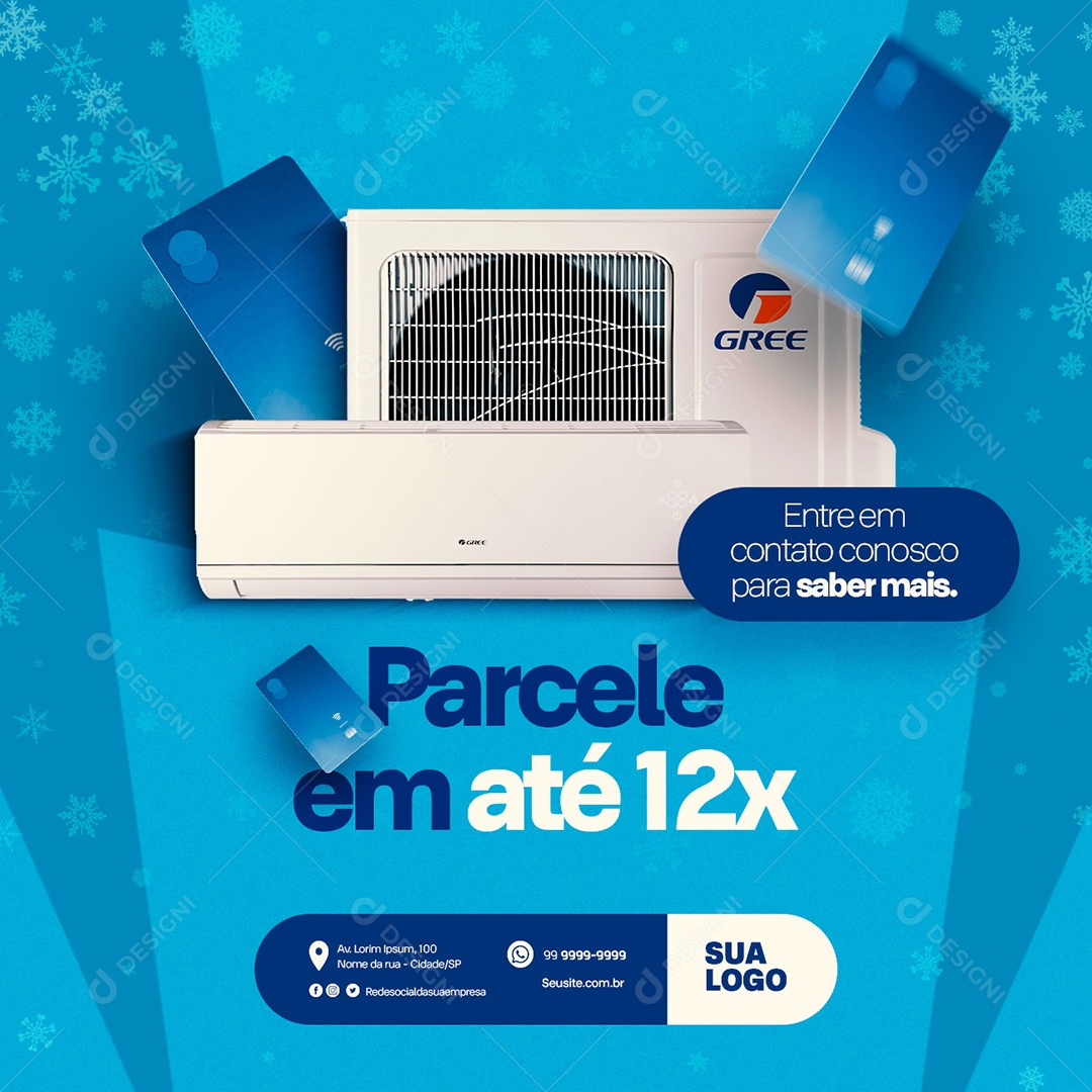 Ar Condicionado Parcele em Até 12x Entre em Contato Conosco para Saber Mais Social Media PSD Editável