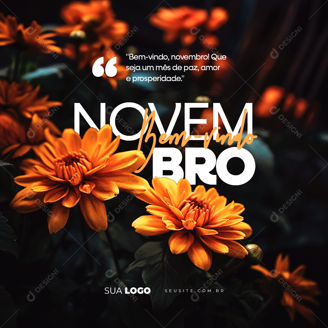 Bem Vindo Novembro Que Seja um Mês de Paz Amor e Prosperidade Social Media PSD Editável