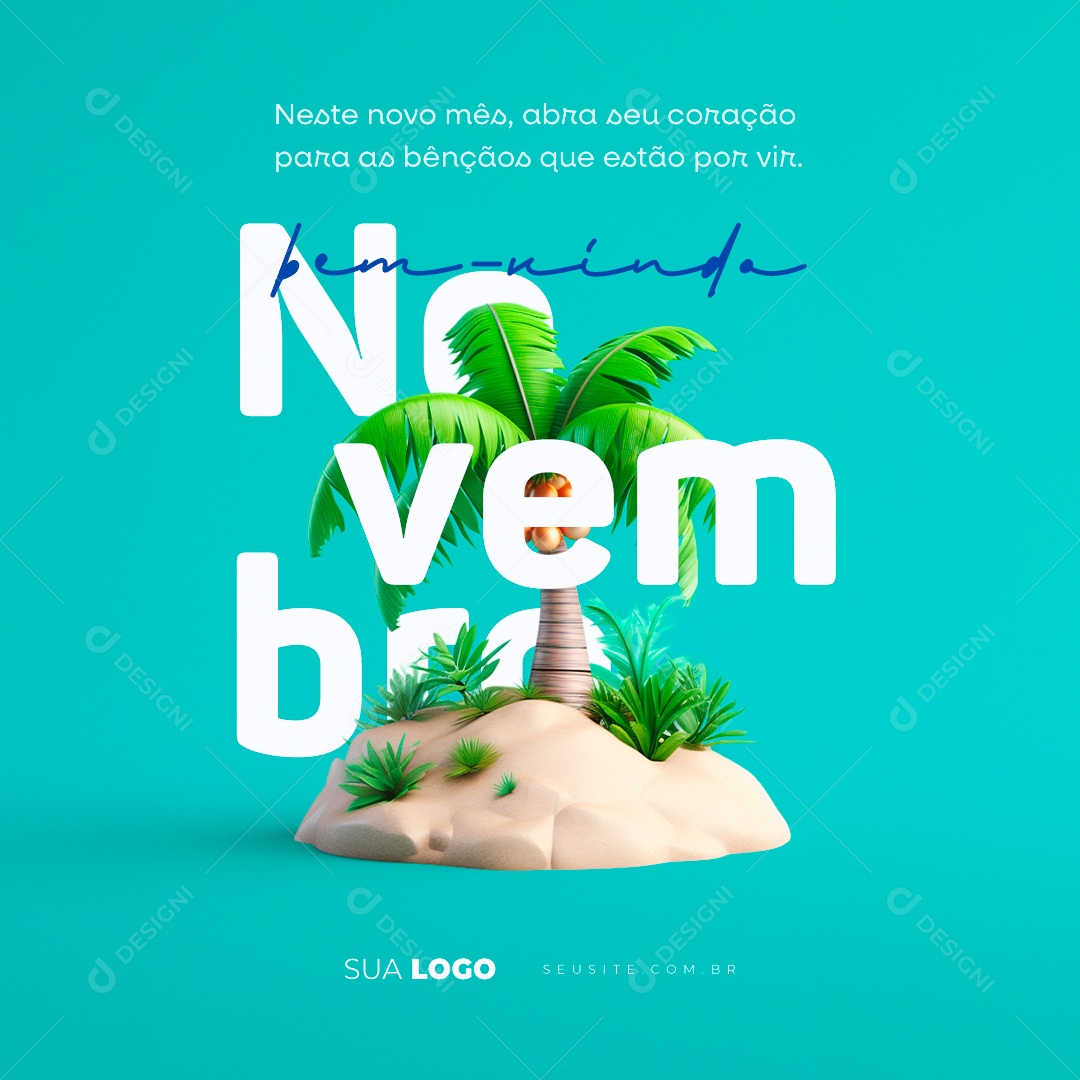 Bem Vindo Novembro Neste Novo Mês Abra seu Coração para as Bençãos Social Media PSD Editável