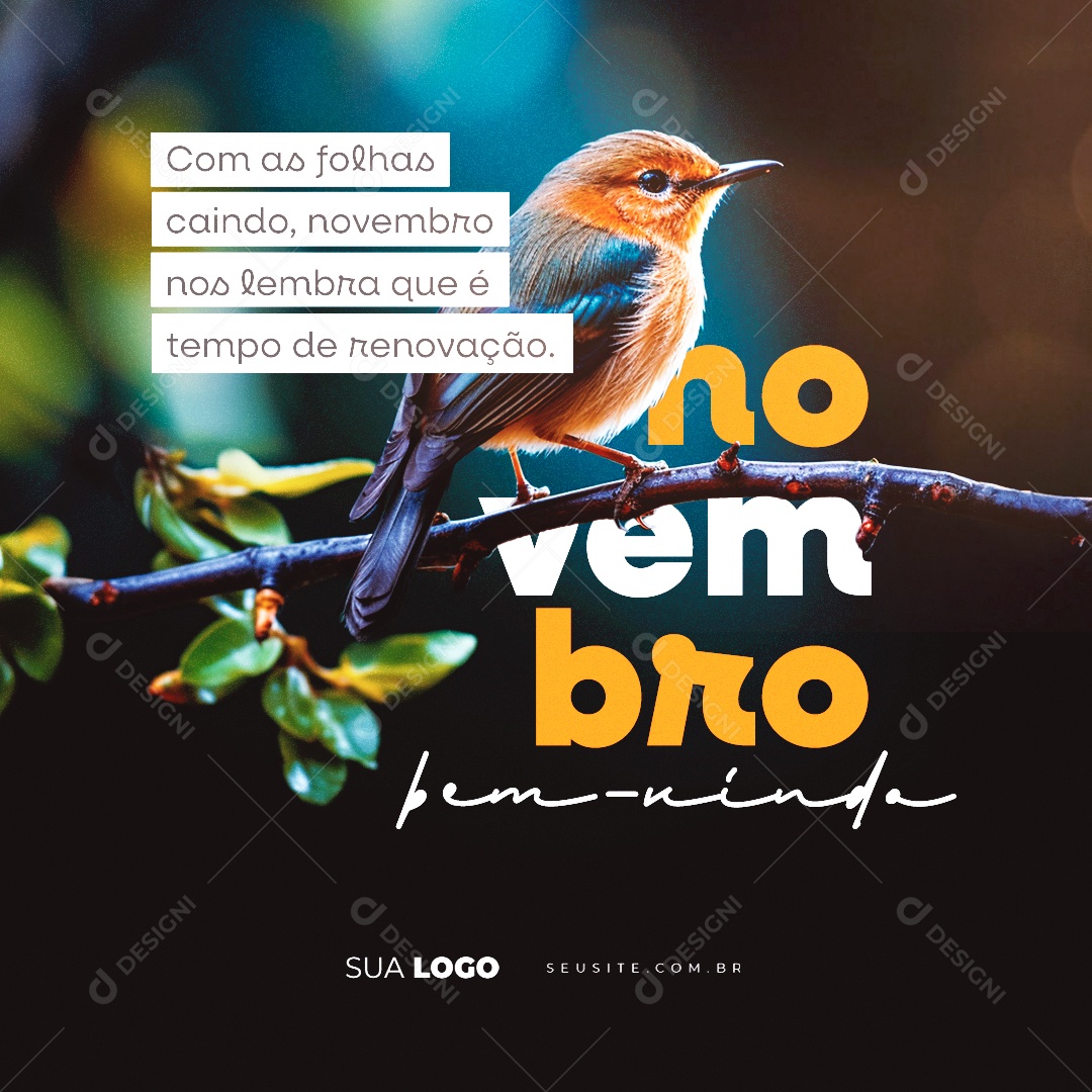 Bem Vindo Novembro Com as Folhas Caindo Novembro nos Lembra que é Tempo de Renovação Social Media PSD Editável