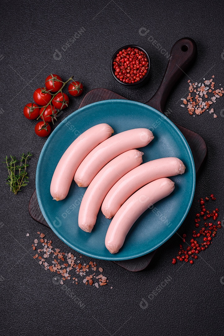 Deliciosa salsicha vegetariana fresca ou salsicha feita de proteína vegetal tofu ou leguminosas seitan