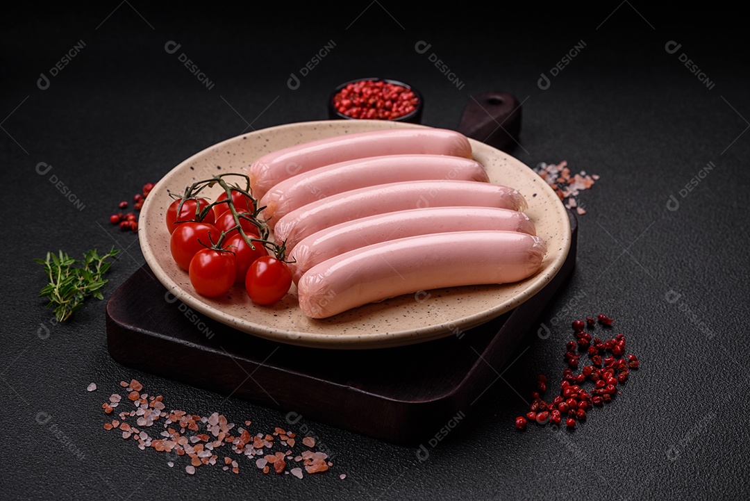 Deliciosa salsicha vegetariana fresca ou salsicha feita de proteína vegetal tofu ou leguminosas seitan