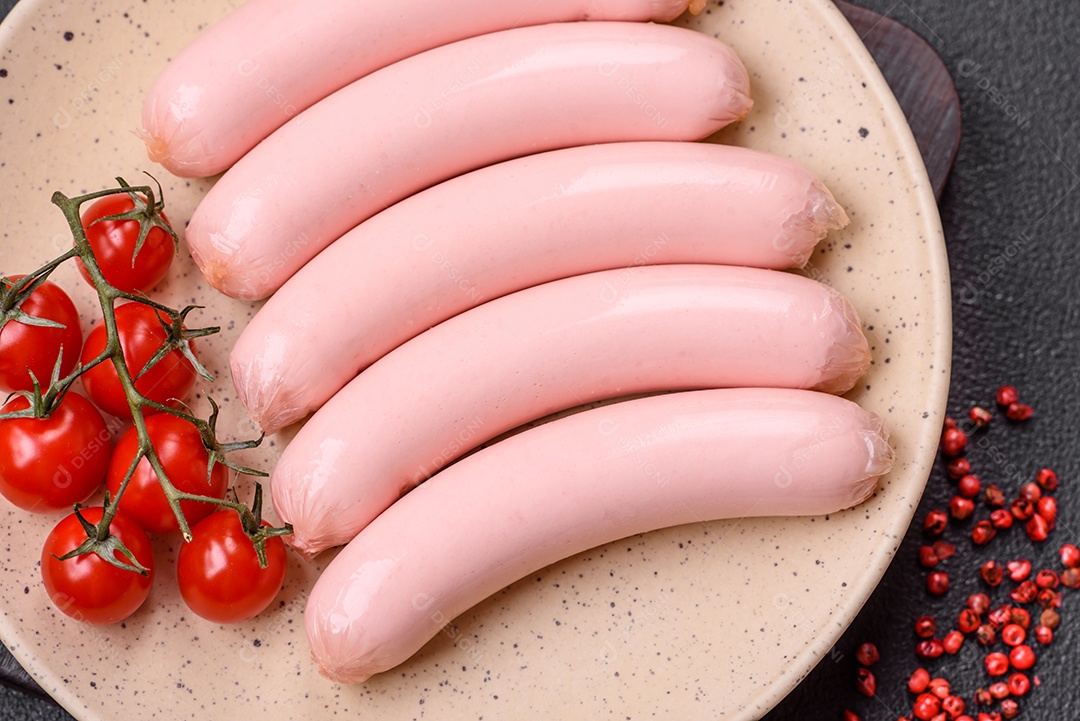 Deliciosa salsicha vegetariana fresca ou salsicha feita de proteína vegetal tofu ou leguminosas seitan