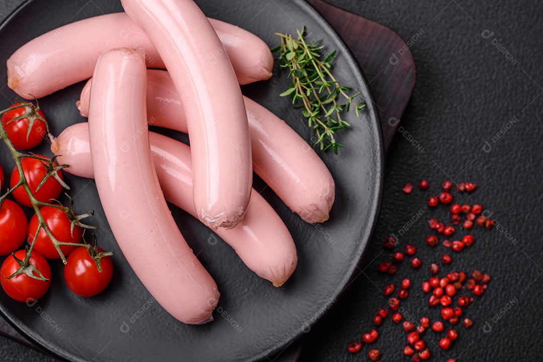 Deliciosa salsicha vegetariana fresca ou salsicha feita de proteína vegetal tofu ou leguminosas seitan