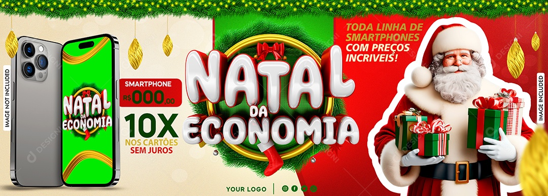 Banner Natal Da Economia Linha De Smartphones Social Media PSD Editável
