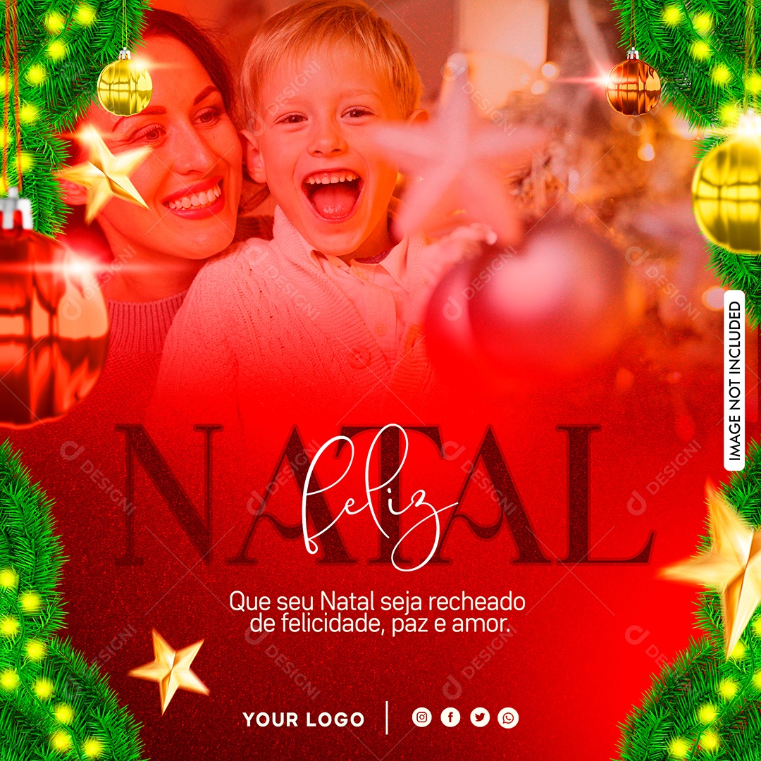 Social Media Feliz Natal Paz e Amor PSD Editável