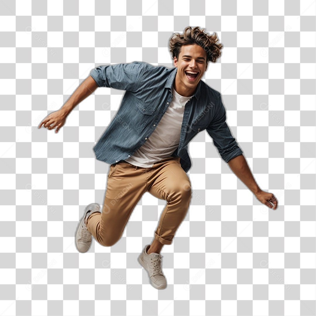 Homem Alegre Pulando PNG Transparente