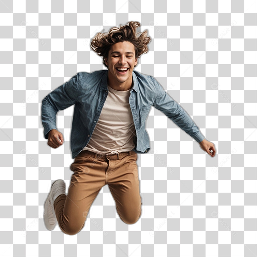 Homem Alegre Pulando PNG Transparente