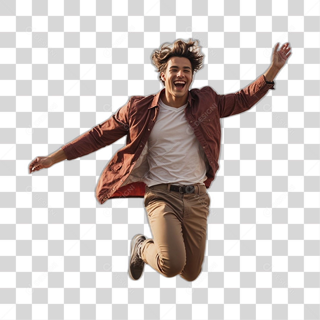 Homem Alegre Pulando PNG Transparente