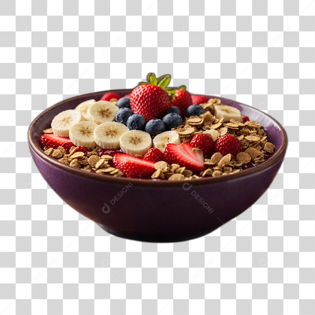 Vasilha de Açaí com Frutas PNG Transparente