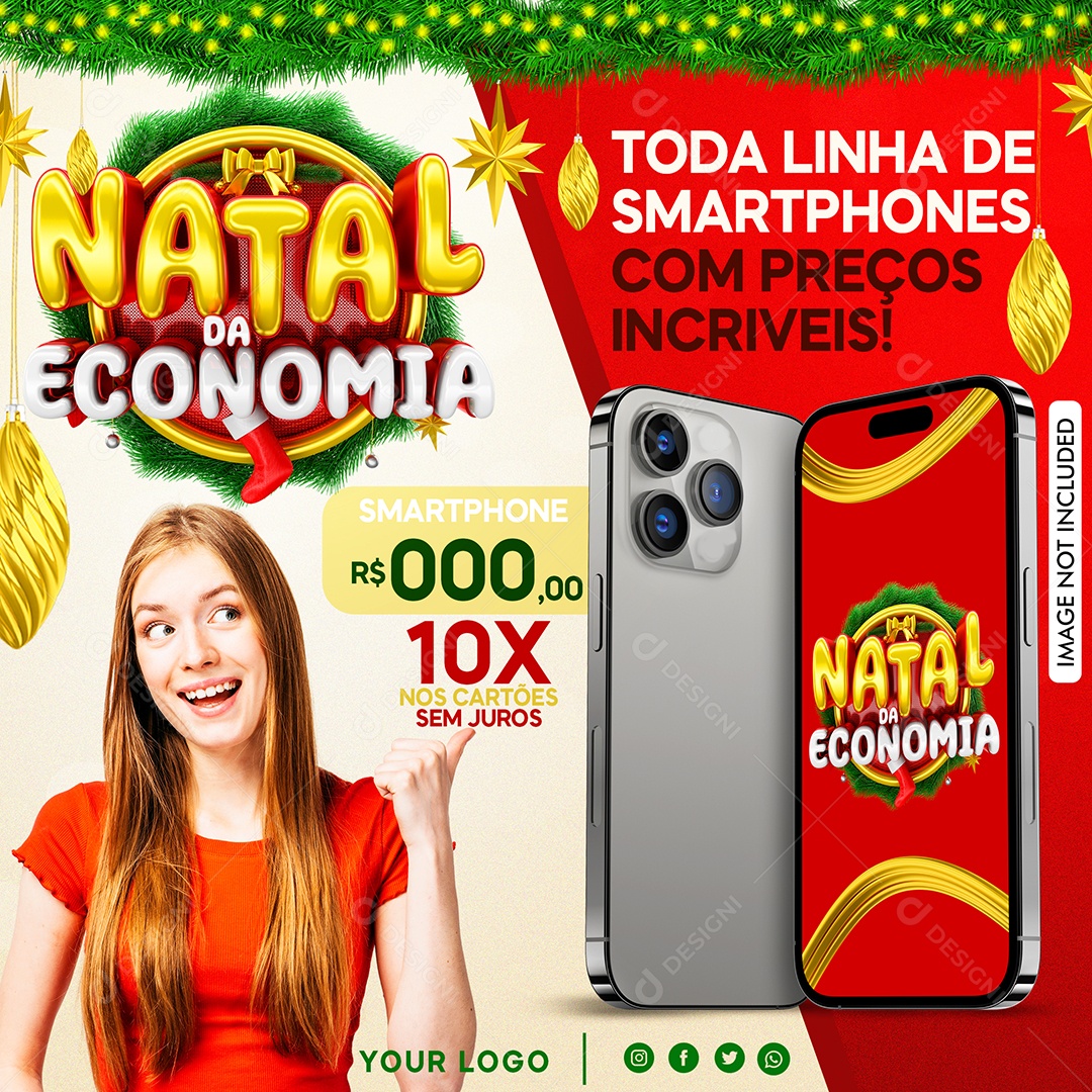 Feed Natal Da Economia Linha De Smartphones Social Media PSD Editável