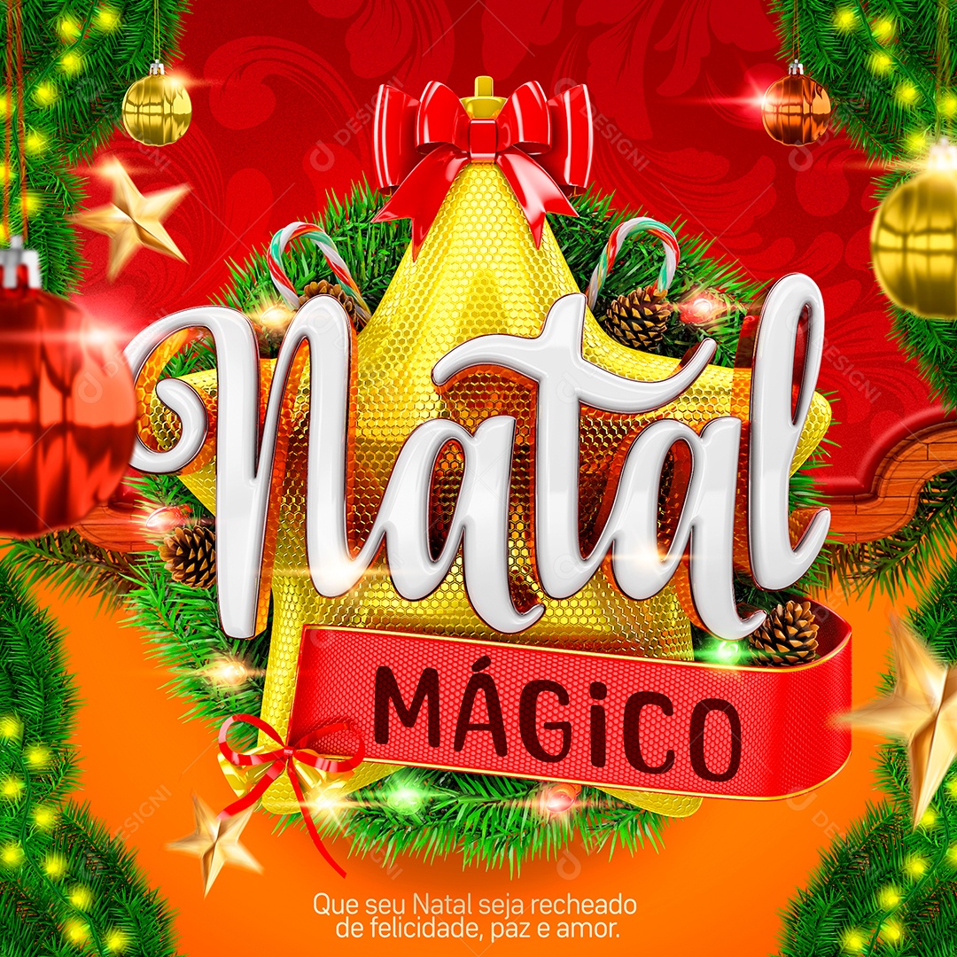 Natal Mágico Paz e Amor Social Media PSD Editável