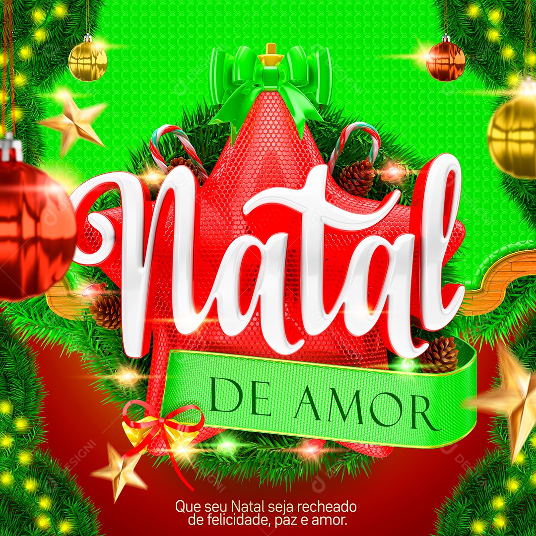Natal De Amor Recheado De Felicidade Social Media PSD Editável