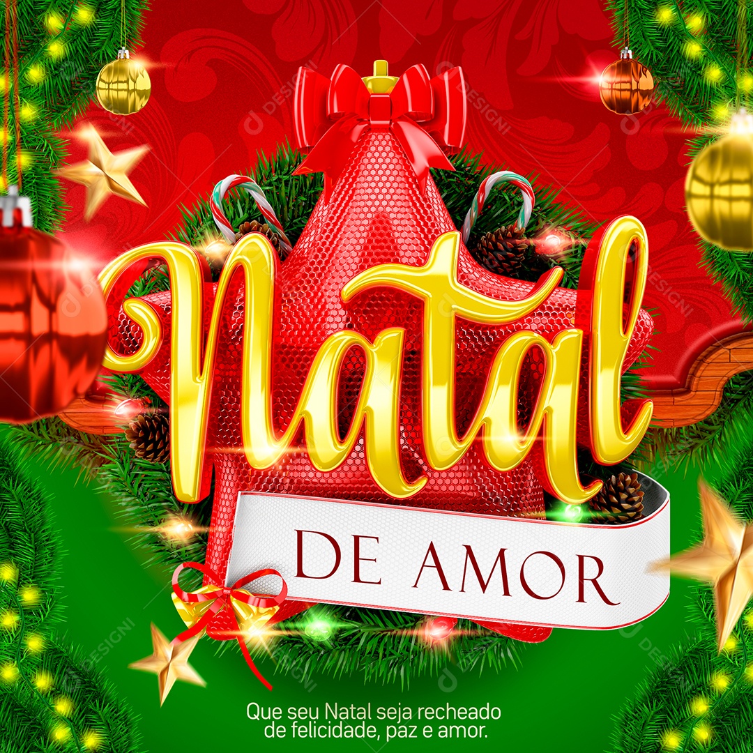 Social Media Natal De Amor Recheado De Felicidade PSD Editável