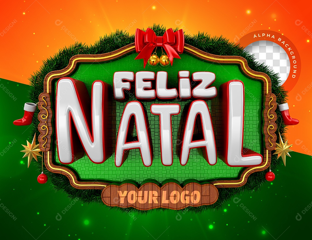 Selo 3D Feliz Natal Para Composição PSD