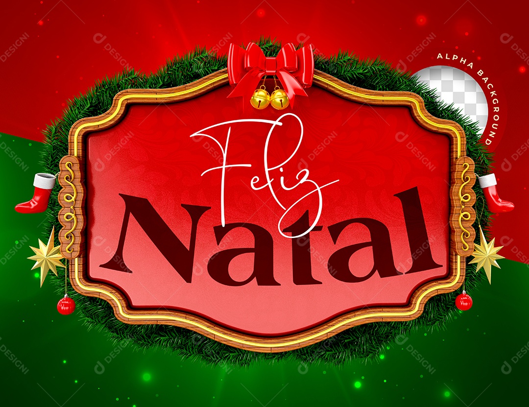Selo 3D Feliz Natal Para Composição PSD