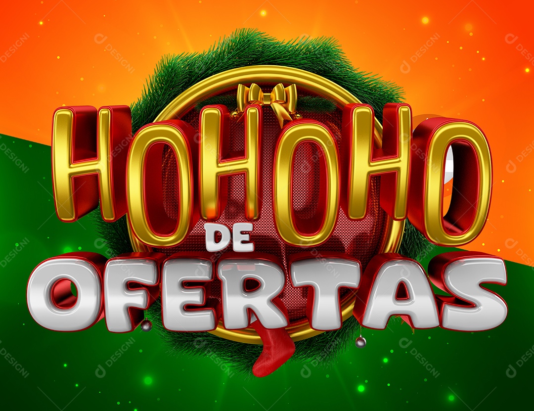Selo 3D Hohoho De Ofertas Para Composião PSD