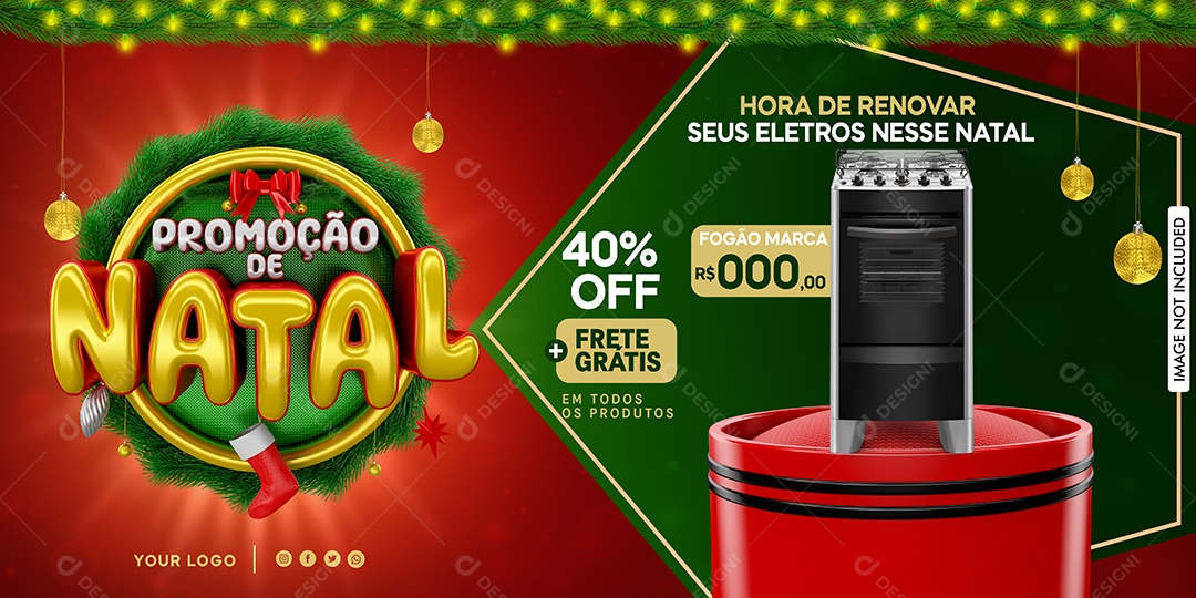 Banner Promoção De Natal Hora De Renovar Eletrodomésticos Social Media PSD Editável