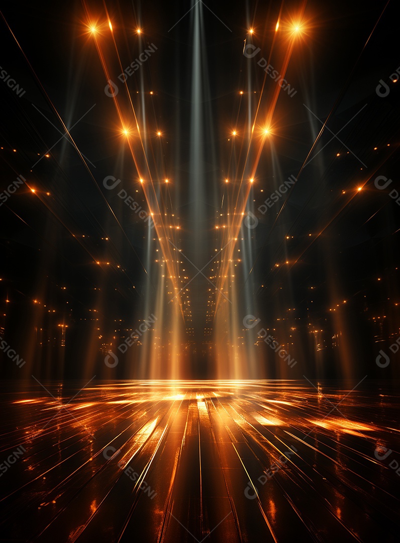 Pano de fundo com iluminação de holofotes laranja para folhetos imagem realista ultra hd design alto