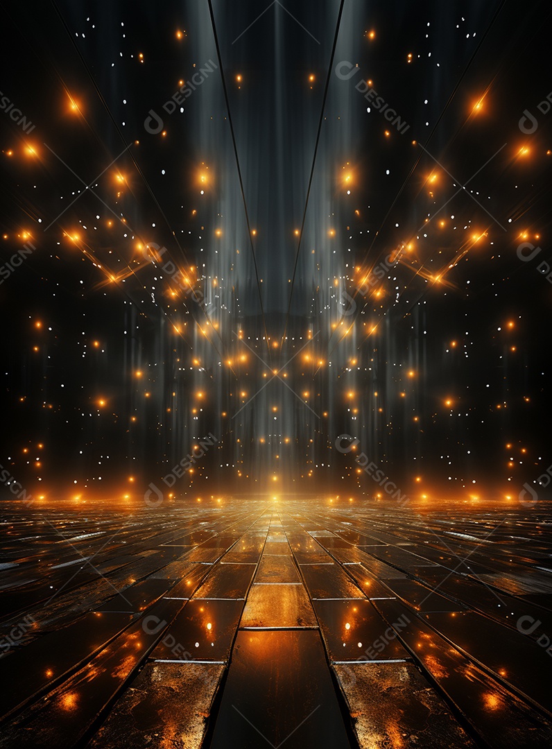 Pano de fundo com iluminação de holofotes laranja para folhetos imagem realista ultra hd design alto