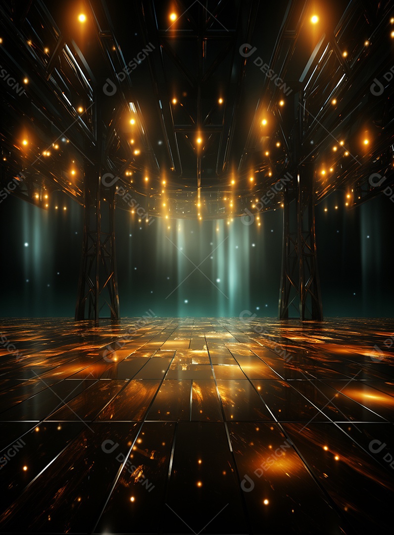 Pano de fundo com iluminação de holofotes laranja para folhetos imagem realista ultra hd design alto