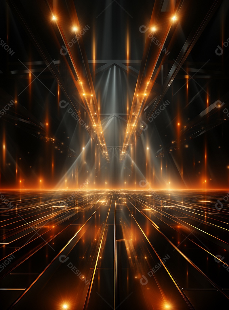 Pano de fundo com iluminação de holofotes laranja para folhetos imagem realista ultra hd design alto