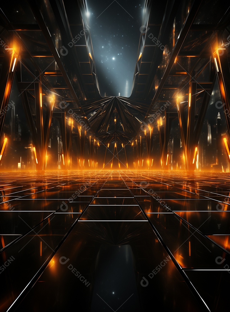 Pano de fundo com iluminação de holofotes laranja para folhetos imagem realista ultra hd design alto