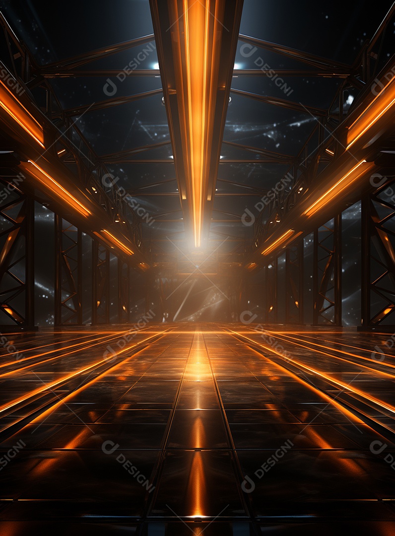 Pano de fundo com iluminação de holofotes laranja para folhetos imagem realista ultra hd design alto