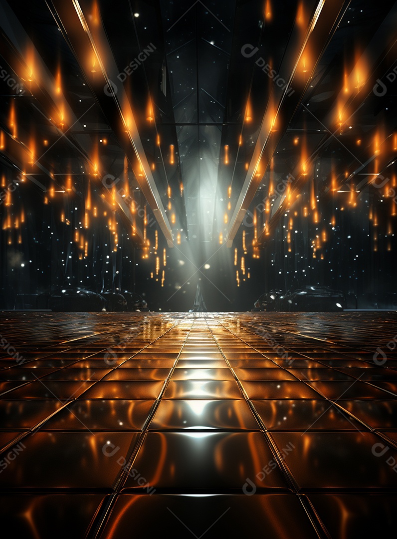 Pano de fundo com iluminação de holofotes laranja para folhetos imagem realista ultra hd design alto