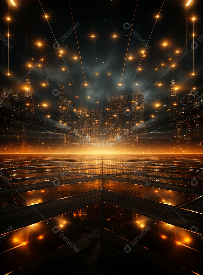 Pano de fundo com iluminação de holofotes laranja para folhetos imagem realista ultra hd design alto