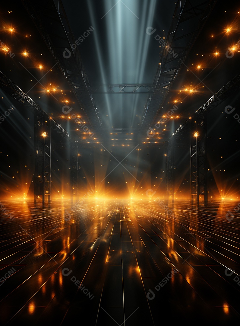 Pano de fundo com iluminação de holofotes laranja para folhetos imagem realista ultra hd design alto