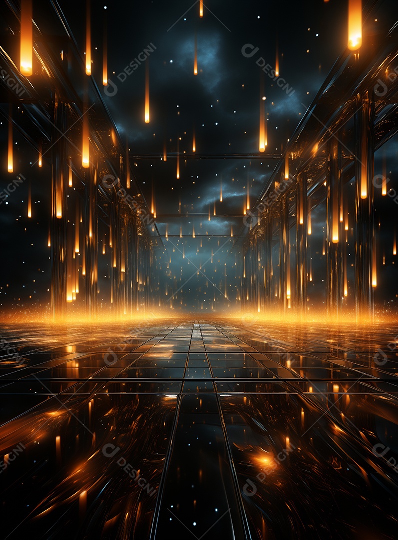 Pano de fundo com iluminação de holofotes laranja para folhetos imagem realista ultra hd design alto