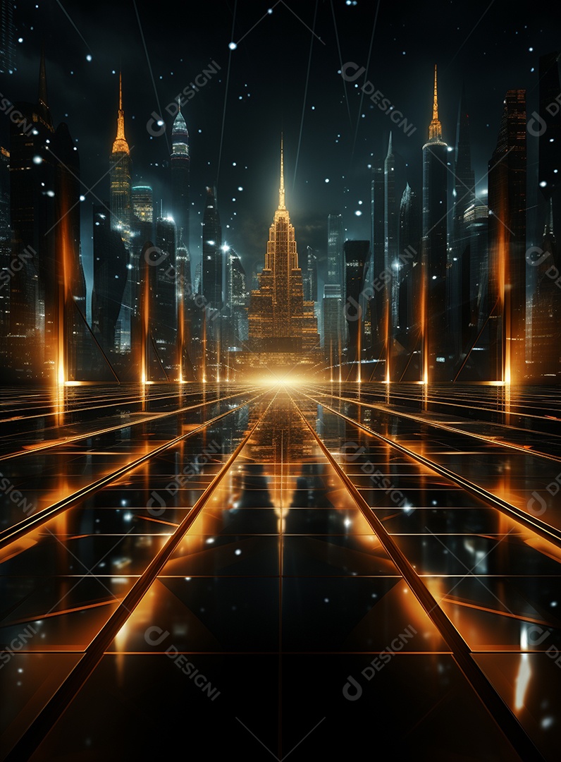 Pano de fundo com iluminação de holofotes laranja para folhetos imagem realista ultra hd design alto