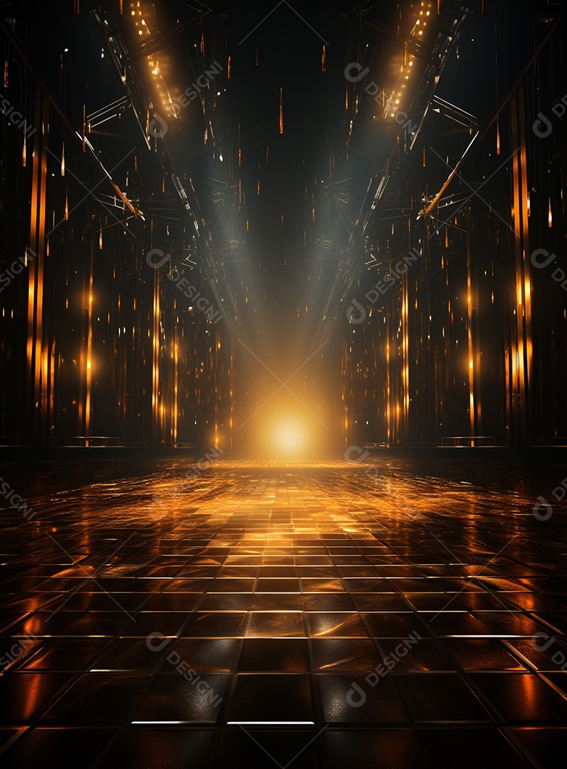 Pano de fundo com iluminação de holofotes laranja para folhetos imagem realista ultra hd design alto