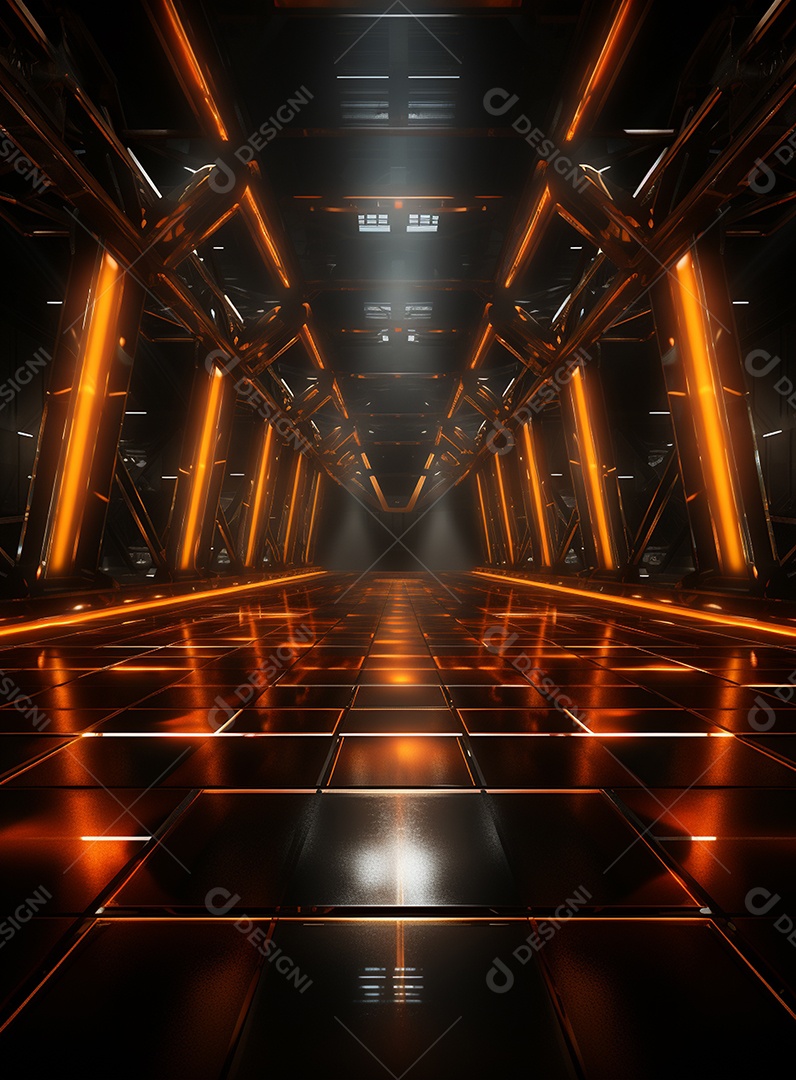 Pano de fundo com iluminação de holofotes laranja para folhetos imagem realista ultra hd design alto